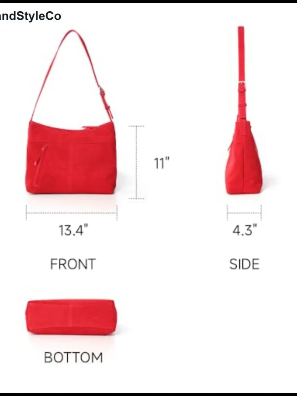 Suede Leather Slouchy Hobo Shoulder Crossbody Purse Adjustable Zip Tote Bag
